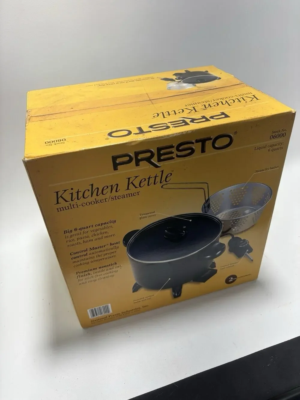 Presto Kitchen Kettle 06000 Multi Cooker Steamer 6 Qt W Basket & Lid New In Box